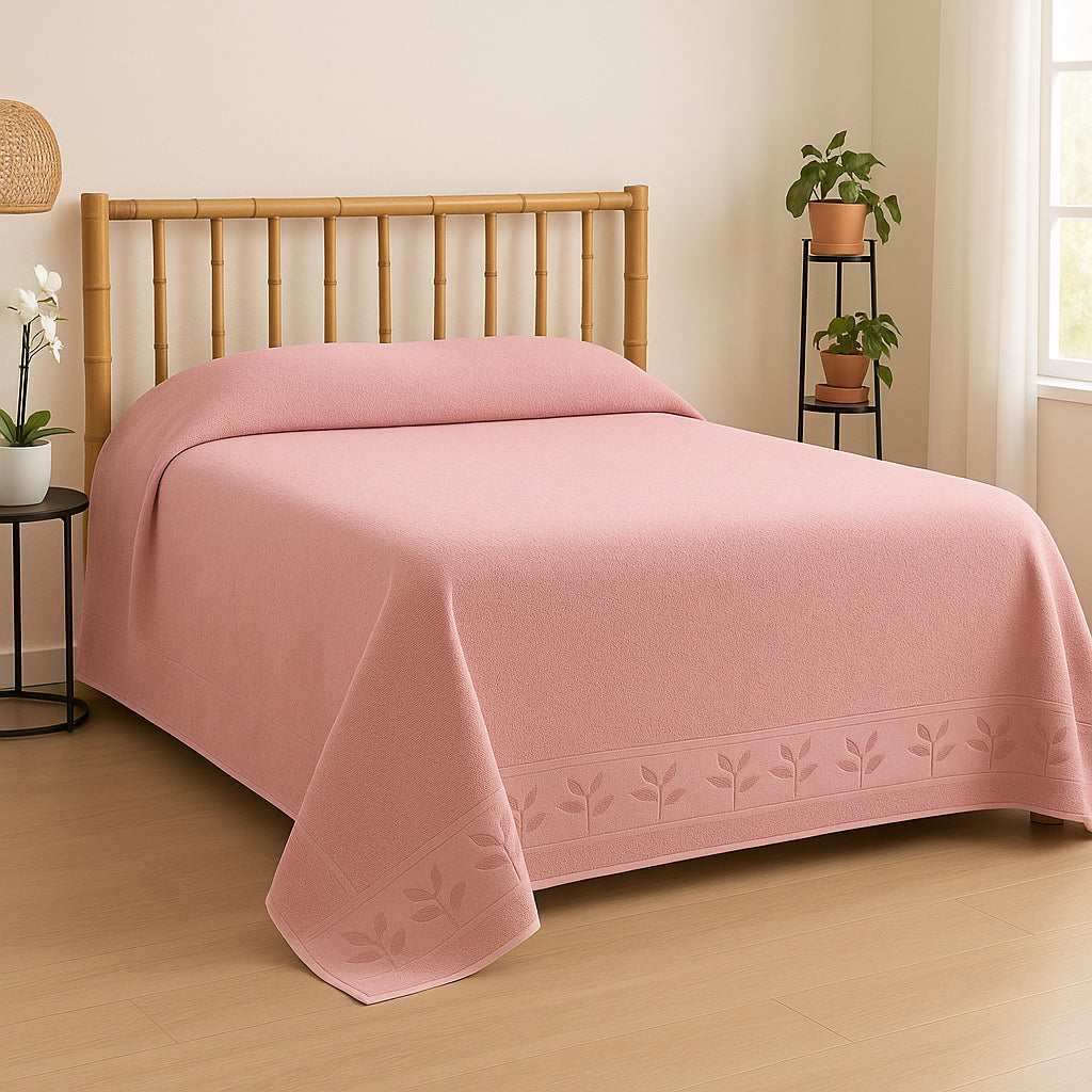 Простирадло бамбукове, 200х220см, Gold pembe, Belizza / Махрове простирадло бамбукове