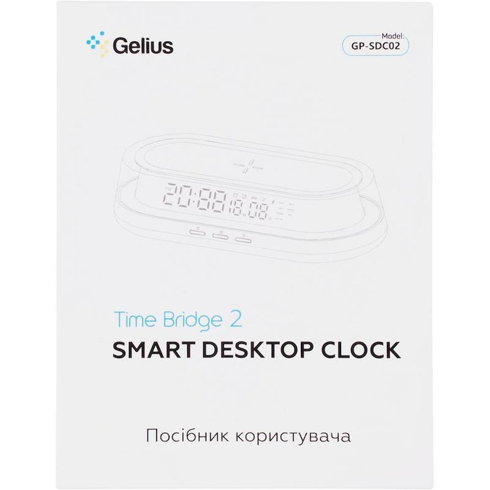 Настільний годинник з бездротовою зарядкою, Type-C живлення,Gelius Time Bridge 2 GP-SDC02/Годинник електронний/Цифровий годинник