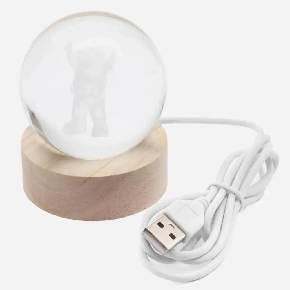 Світлодіодний 3D нічник кришталева куля, від USB, 8 см, / Світильник-нічник / Дитячий нічник настільний