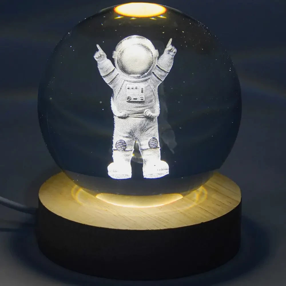 Світлодіодний 3D нічник кришталева куля, від USB, 8 см, / Світильник-нічник / Дитячий нічник настільний
