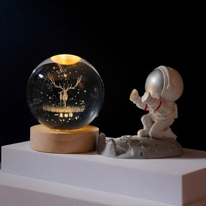 Світлодіодний 3D нічник кришталева куля, від USB, 8 см, / Світильник-нічник / Дитячий нічник настільний