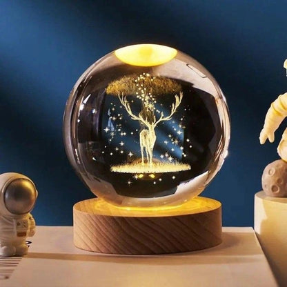 Світлодіодний 3D нічник кришталева куля, від USB, 8 см, / Світильник-нічник / Дитячий нічник настільний