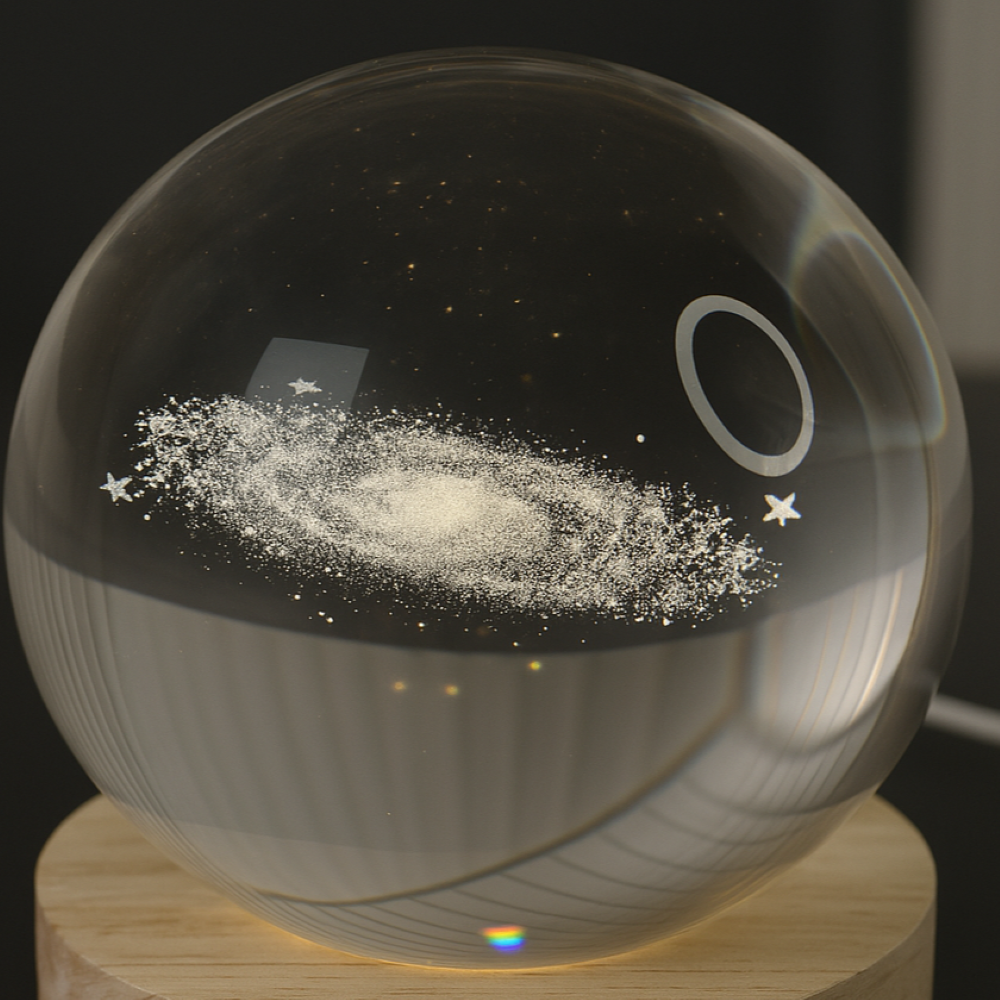 Світлодіодний 3D нічник кришталева куля, від USB, 8 см, Колесо огляду / Світильник-нічник / Дитячий нічник настільний