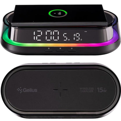Настільний годинник з бездротовою зарядкою, Type-C живлення,Gelius Time Bridge 2 GP-SDC02/Годинник електронний/Цифровий годинник