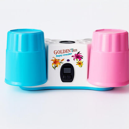 Дозатор для зубної пасти + 2 склянки, Vacuum Automatic Toothpaste, Рожево-блакийтний / Диспенсер для зубної пасти