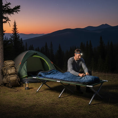 Розкладушка для кемпінгу до 120 кг, 189х60х45см, Зелене / Туристичне ліжко-розкладачка