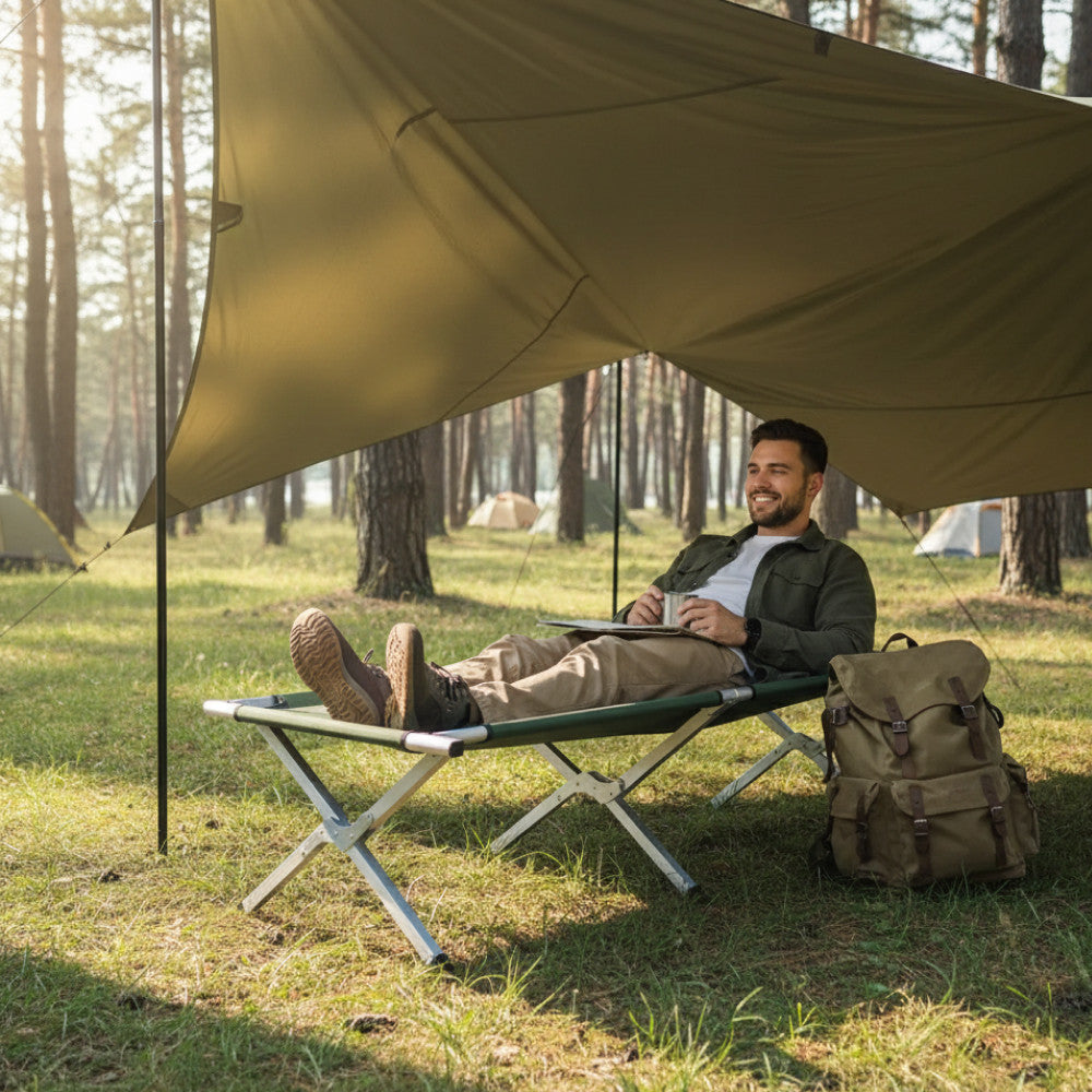 Розкладушка для кемпінгу до 120 кг, 189х60х45см, Зелене / Туристичне ліжко-розкладачка