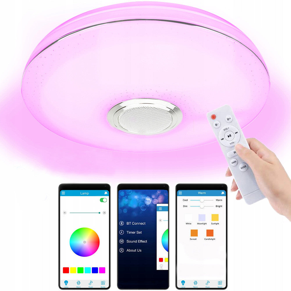 Стельовий RGB світильник 60W, 38см з Bluetooth та пультом / Люстра з регулюванням яскравості / Світлодіодна лампа