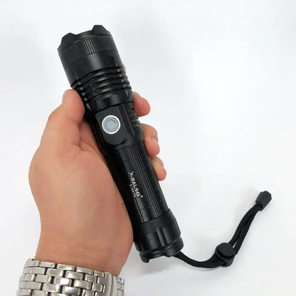Ручний ліхтарик + Акумулятор, від USB, 20см, X-Balog BL-B88-P90, Чорний / Акумуляторний ліхтар ручний / Світлодіодний ліхтар