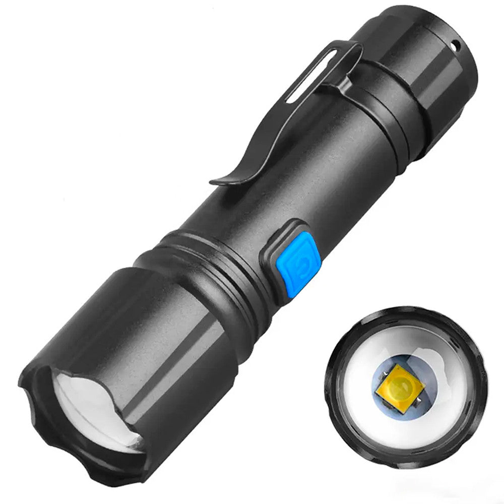 Ручний ліхтар акумуляторний, від USB, COB CB-38-P50, Чорний / Ліхтарик на акумуляторі / Акумуляторний ліхтарик світлодіодний