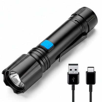 Ручний ліхтар акумуляторний, від USB, COB CB-38-P50, Чорний / Ліхтарик на акумуляторі / Акумуляторний ліхтарик світлодіодний
