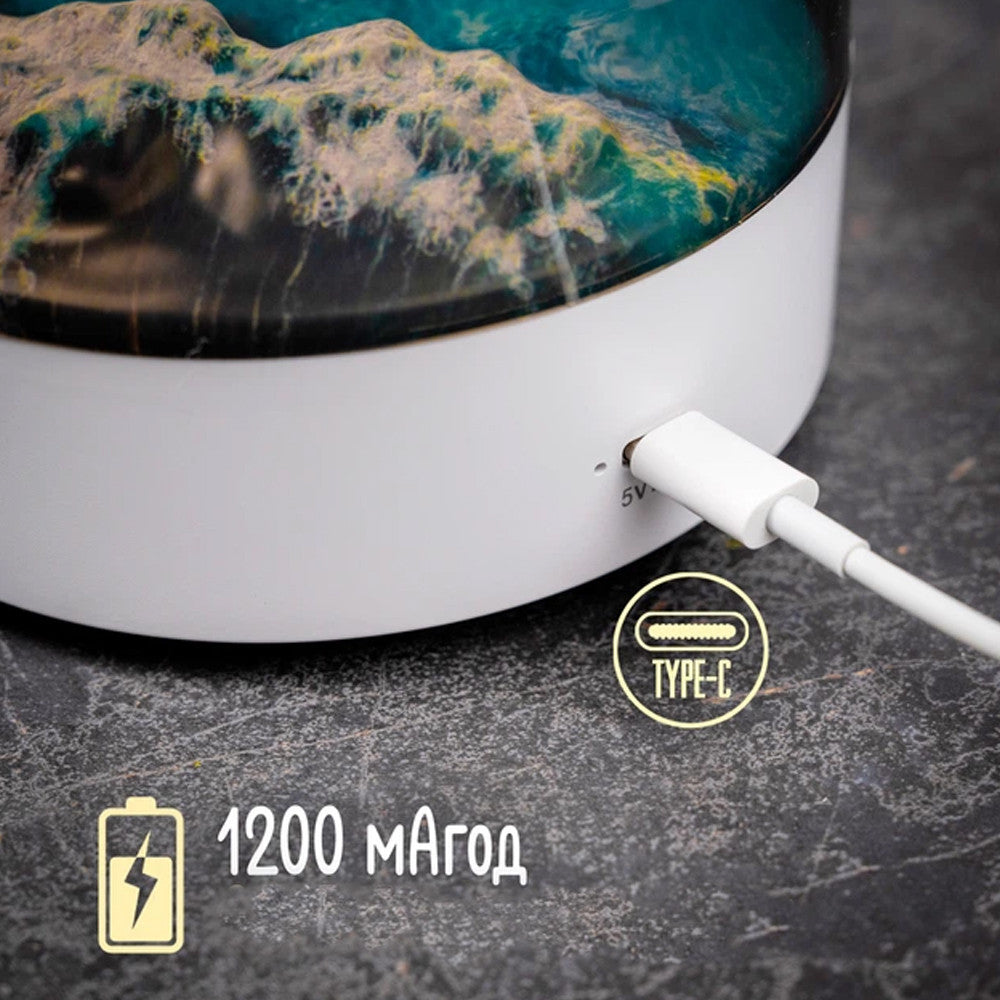 Нічник музикальний 12,4х12,2х10,2 см, від USB, "Місячна гавань", Білий / Нічник світильник музичний