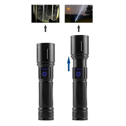 Ручний ліхтар + акумулятор, від USB, Flashlight, Чорний / Акумуляторний ліхтарик ручний / Світлодіодний ліхтарик