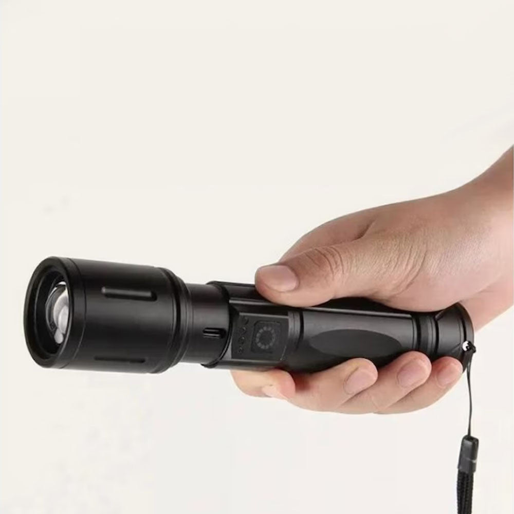 Ручний ліхтар + акумулятор, від USB, Flashlight, Чорний / Акумуляторний ліхтарик ручний / Світлодіодний ліхтарик