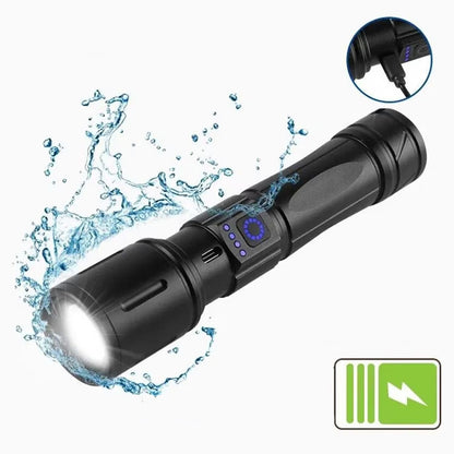 Ручний ліхтар + акумулятор, від USB, Flashlight, Чорний / Акумуляторний ліхтарик ручний / Світлодіодний ліхтарик