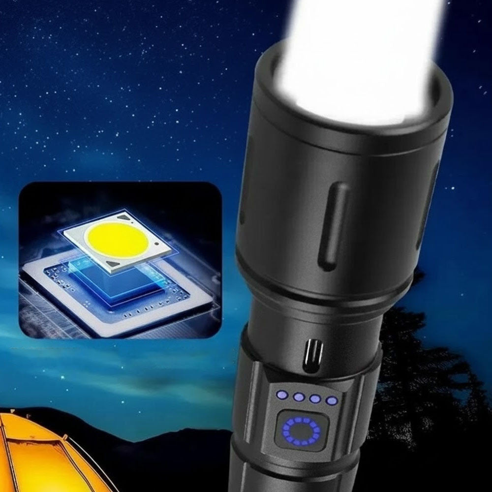 Ручний ліхтар + акумулятор, від USB, Flashlight, Чорний / Акумуляторний ліхтарик ручний / Світлодіодний ліхтарик
