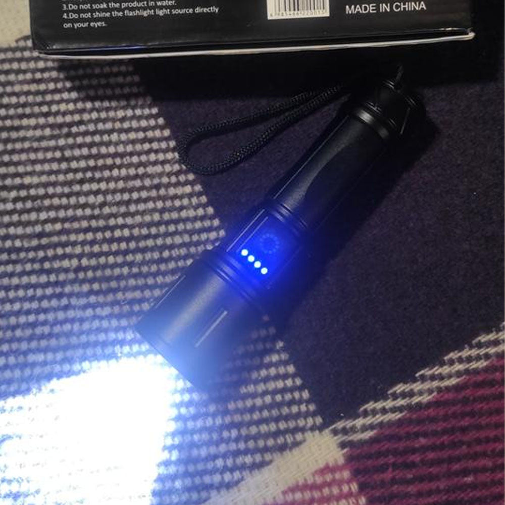 Ручний ліхтар + акумулятор, від USB, Flashlight, Чорний / Акумуляторний ліхтарик ручний / Світлодіодний ліхтарик