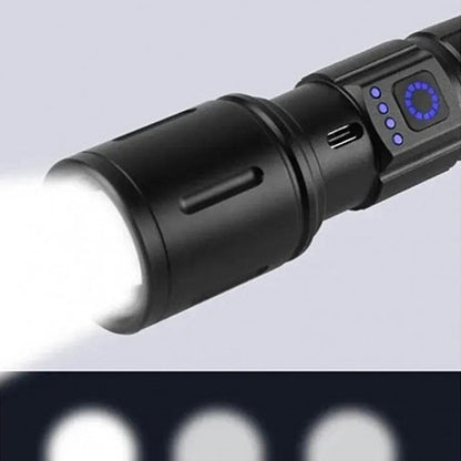 Ручний ліхтар + акумулятор, від USB, Flashlight, Чорний / Акумуляторний ліхтарик ручний / Світлодіодний ліхтарик