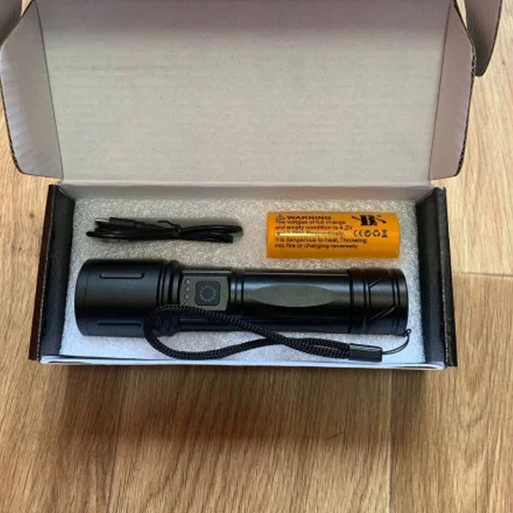 Ручний ліхтар + акумулятор, від USB, Flashlight, Чорний / Акумуляторний ліхтарик ручний / Світлодіодний ліхтарик