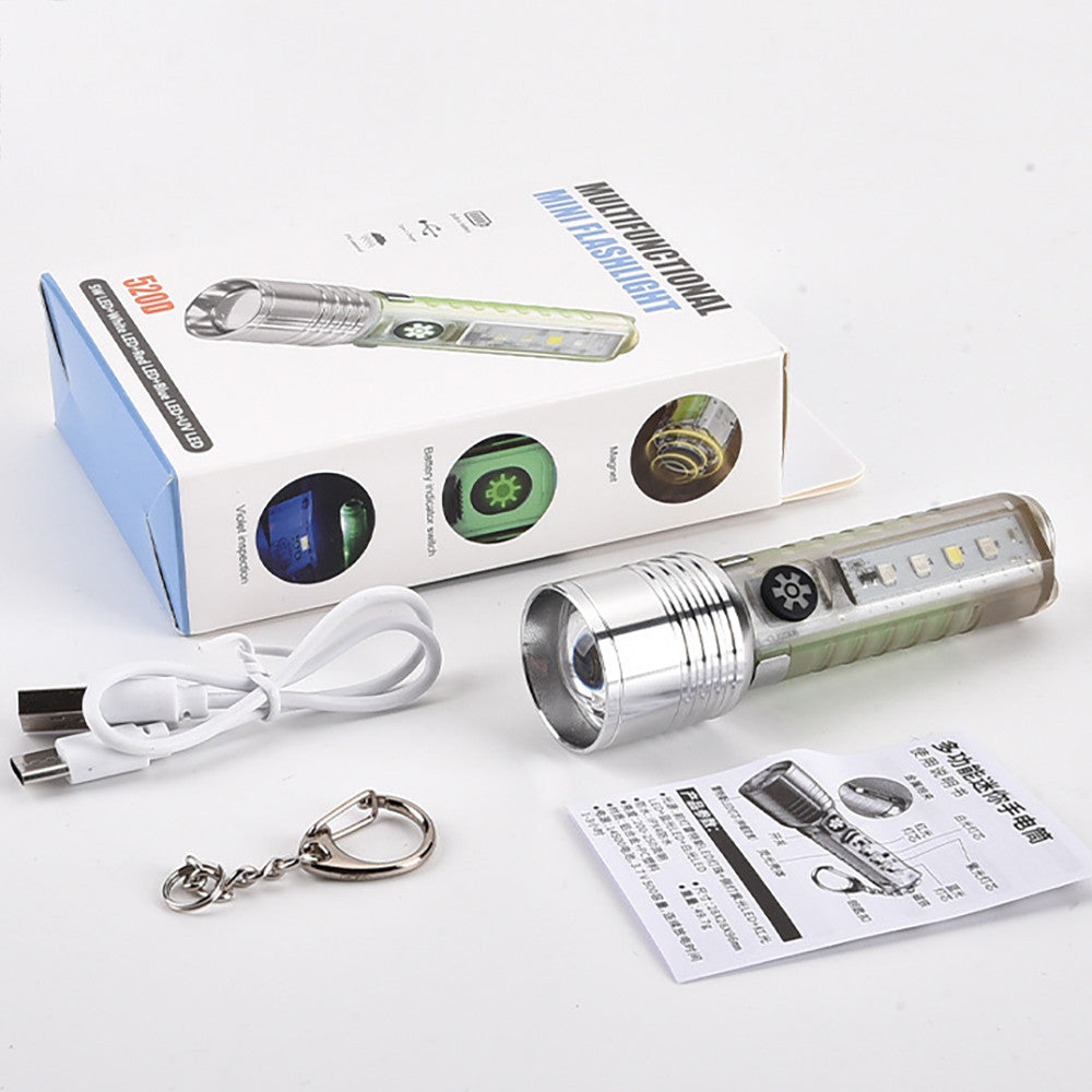 Ручний ліхтар акумуляторний 8,3х11,6х3,3 см, USB, BL-520D, Сірий / Портативний LED-ліхтар /  Світлодіодний ліхтарик