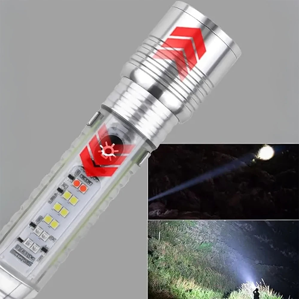 Ручний ліхтар акумуляторний 8,3х11,6х3,3 см, USB, BL-520D, Сірий / Портативний LED-ліхтар /  Світлодіодний ліхтарик