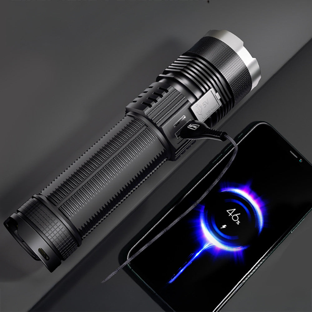 Ручний ліхтар акумуляторний 27х7 см, USB, BL-S-P66-TG, Чорний / Портативний LED-ліхтар / Світлодіодний ліхтарик / Ліхтарик ручний