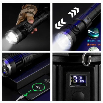 Ручний ліхтар акумуляторний 27х7 см, USB, BL-S-P66-TG, Чорний / Портативний LED-ліхтар / Світлодіодний ліхтарик / Ліхтарик ручний