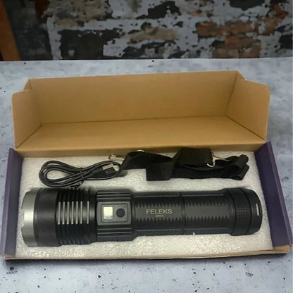 Ручний ліхтар акумуляторний 27х7 см, USB, BL-S-P66-TG, Чорний / Портативний LED-ліхтар / Світлодіодний ліхтарик / Ліхтарик ручний