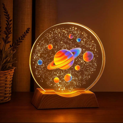 3D нічник кришталеве коло 10х10см, від USB, RGB, рандом / Дитячий нічник настільний / Декоративний світильник-нічник