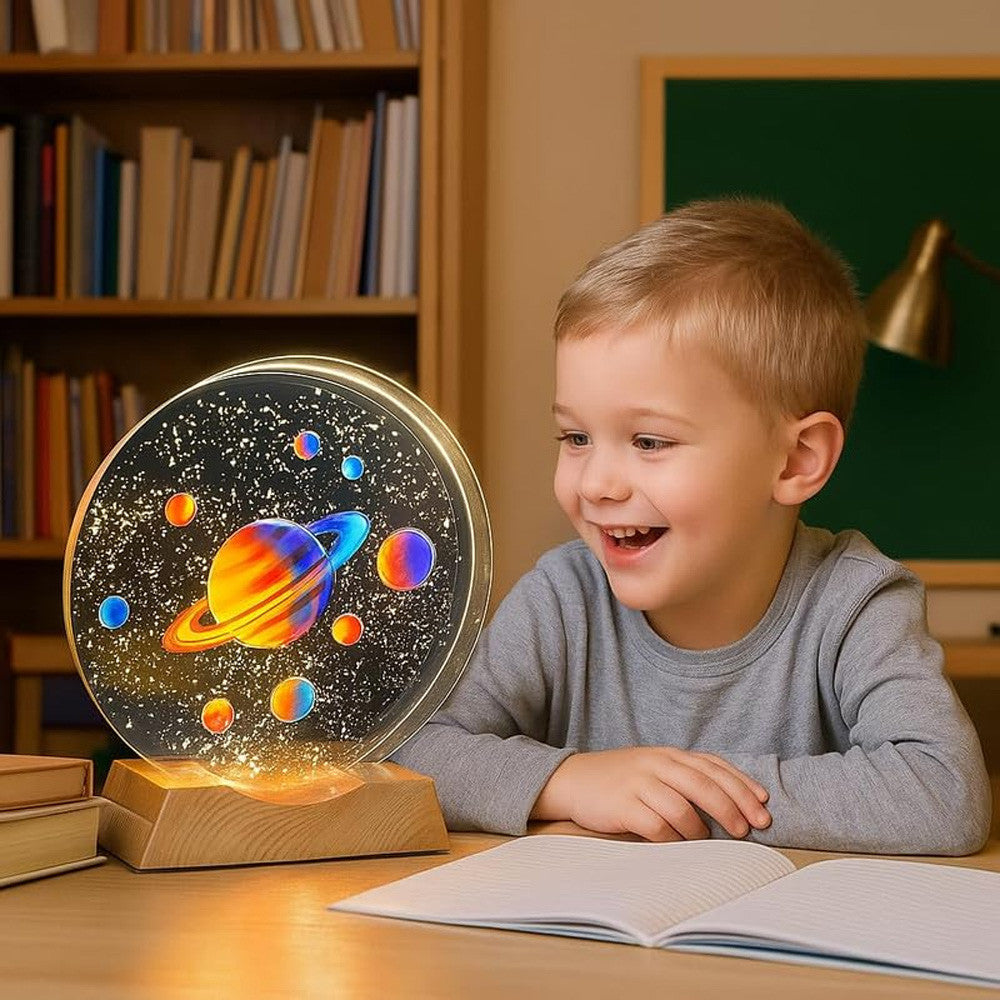3D нічник кришталеве коло 10х10см, від USB, RGB, рандом / Дитячий нічник настільний / Декоративний світильник-нічник