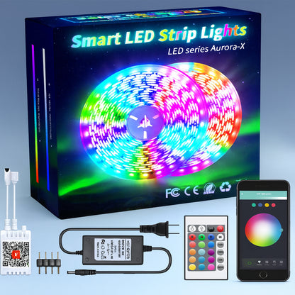 LED стрічка від мережі, 5м + пульт та блок живлення, Rgb / Світлодіодна стрічка / Підсвітка для кімнати / Самоклеюча стрічка