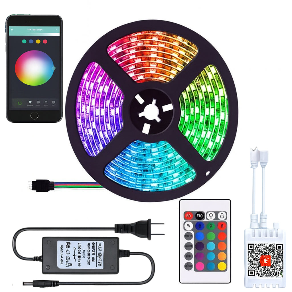 LED стрічка від мережі, 5м + пульт та блок живлення, Rgb / Світлодіодна стрічка / Підсвітка для кімнати / Самоклеюча стрічка