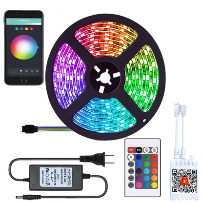LED стрічка від мережі, 5м + пульт та блок живлення, Rgb / Світлодіодна стрічка / Підсвітка для кімнати / Самоклеюча стрічка