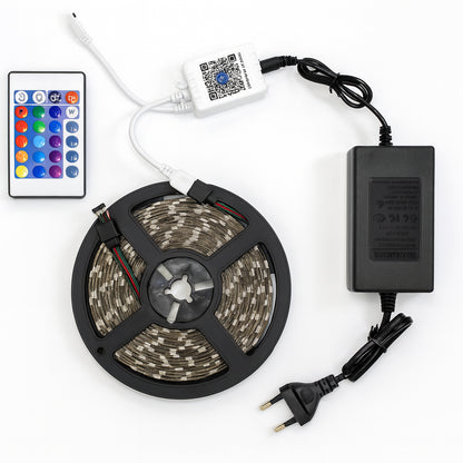 LED стрічка від мережі, 5 м, SMD 6060 + пульт та блок живлення, Rgb / Світлодіодна стрічка / Підсвітка для кімнати