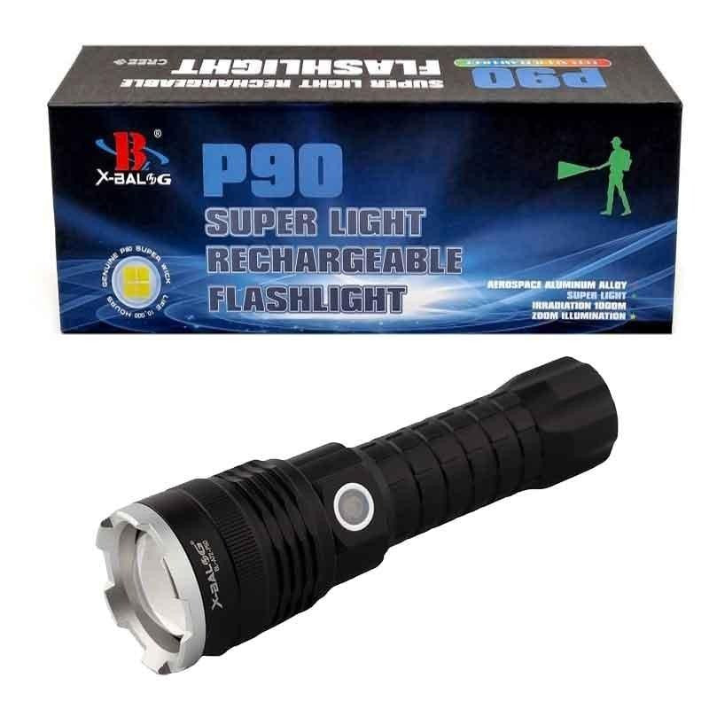 Ручний ліхтарик акумуляторний з функцією Zoom, 1х26650, BL-A72-P90, Чорний / Тактичний ліхтар світлодіодний