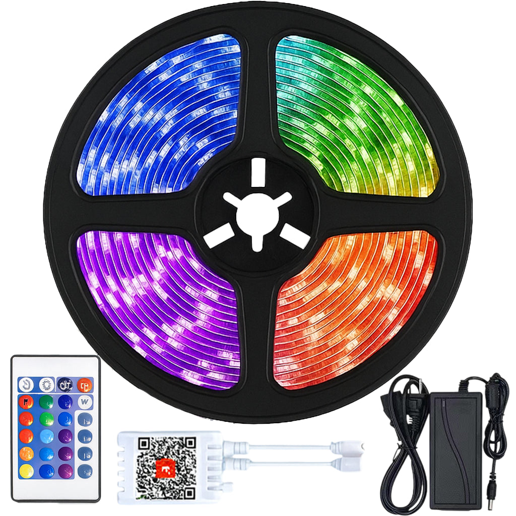LED стрічка від мережі, 5 м, SMD 6060 + пульт та блок живлення, Rgb / Світлодіодна стрічка / Підсвітка для кімнати