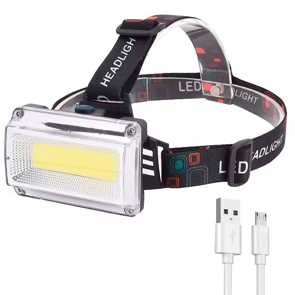 Налобний ліхтар із 4-ма затискачами, USB, RN814 HEAD TORCH, Чорний / Акумуляторний ліхтарик на голову з регульованим кутом нахилу
