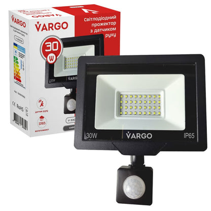 LED прожектор з датчиком руху 30W, 6500K, 2700lm / Світлодіодний прожектор з датчиком руху / Прожектор на вулицю