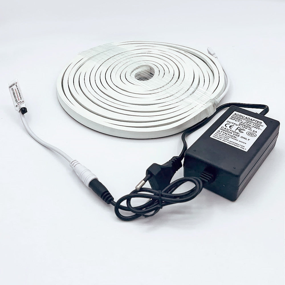 Неонова стрічка світлодіодна 5 м, LED NEON, 12V-220V, Різнокольоровий / RGB стрічка / Світлодіодне RGB підсвічування силіконове