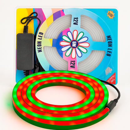 Неонова стрічка світлодіодна 5 м, LED NEON, 12V-220V, Різнокольоровий / RGB стрічка / Світлодіодне RGB підсвічування силіконове