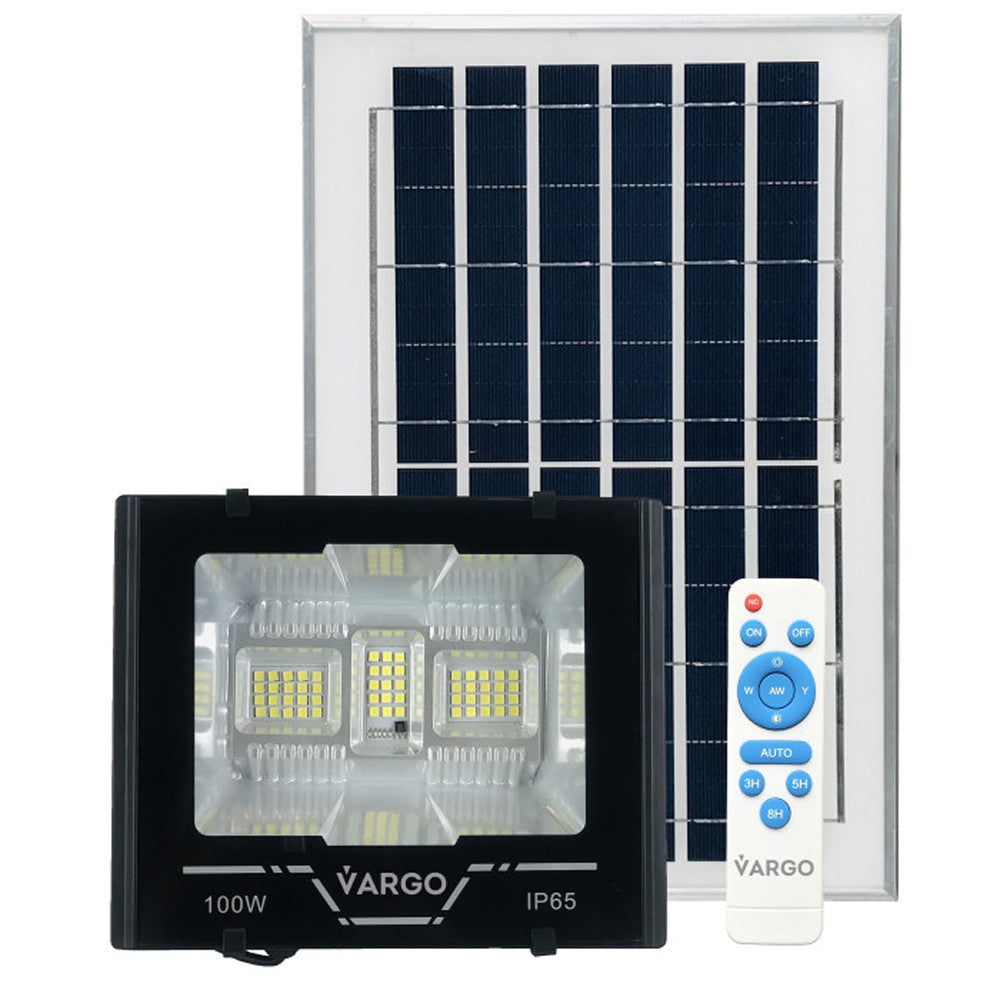 LED прожектор вуличний 100W, 5000lm, на сонячній батареї, з акумулятором і пультом ДК / Світлодіодний ліхтар для вулиці
