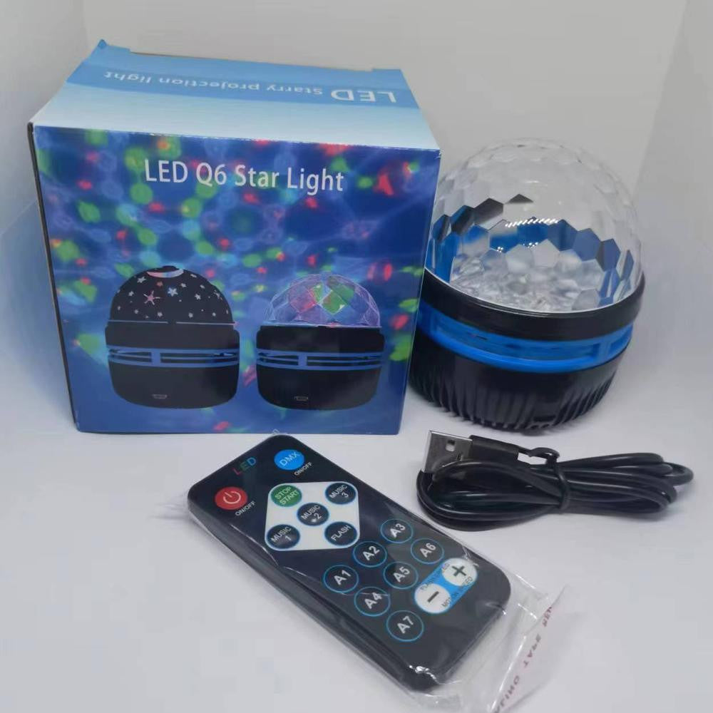 Нічник проектор з пультом від USB, LED Q6 STAR LIGHT 2503, Чорний / Світлодіодна обертова лампа / Настільний нічник-лампа