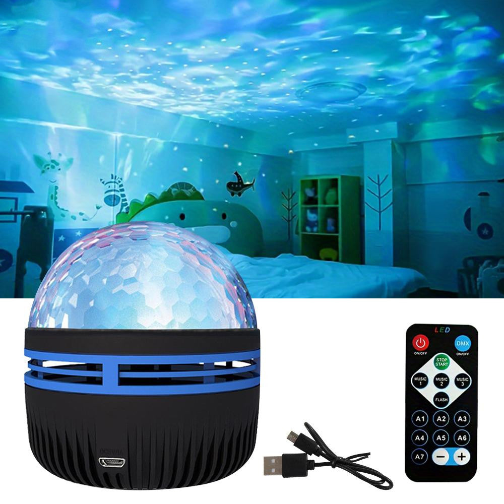 Нічник проектор з пультом від USB, LED Q6 STAR LIGHT 2503, Чорний / Світлодіодна обертова лампа / Настільний нічник-лампа
