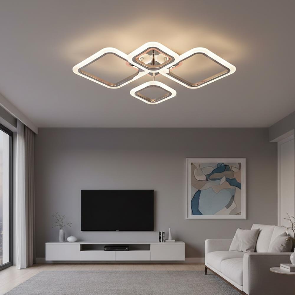 Світлодіодна LED люстра, з пультом, 47х66х12см, 80Вт, Золотий / Стельовий LED світильник / Люстра стельова світлодіодна