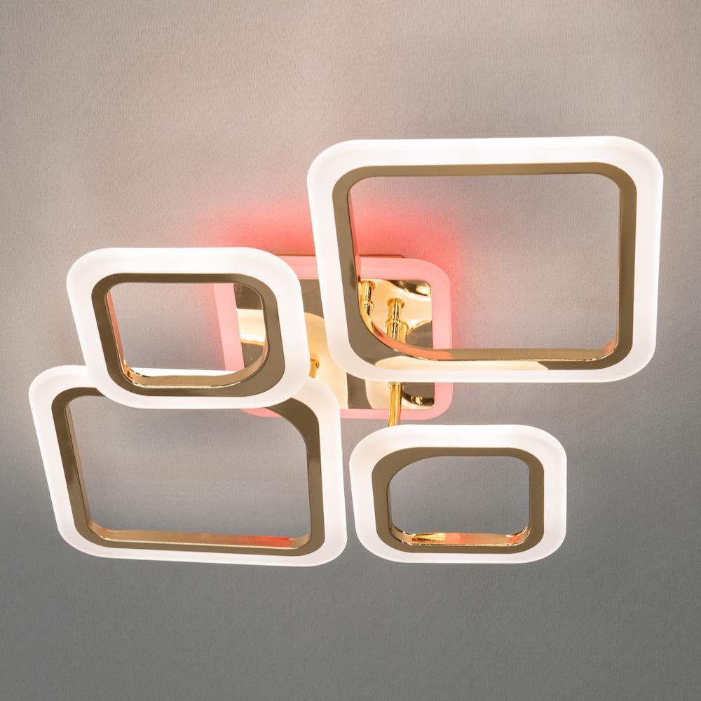 Світлодіодна LED люстра, з пультом, 47х66х12см, 80Вт, Золотий / Стельовий LED світильник / Люстра стельова світлодіодна