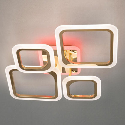 Світлодіодна LED люстра, з пультом, 47х66х12см, 80Вт, Золотий / Стельовий LED світильник / Люстра стельова світлодіодна