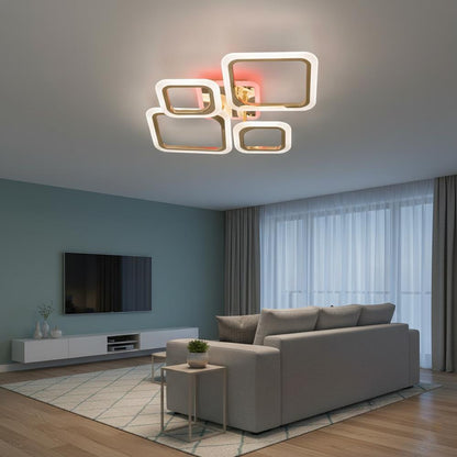 Світлодіодна LED люстра, з пультом, 47х66х12см, 80Вт, Золотий / Стельовий LED світильник / Люстра стельова світлодіодна