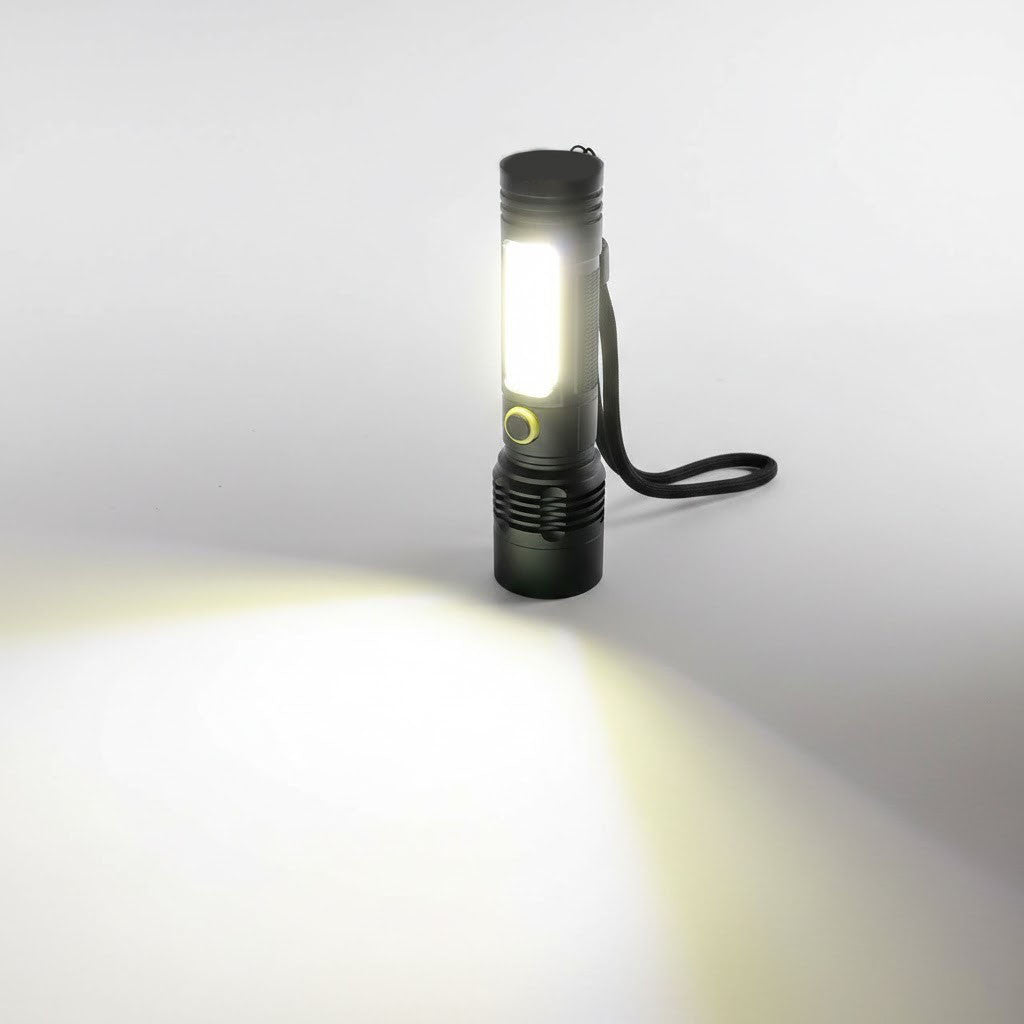 Світлодіодний ліхтарик на акумуляторі з бічним підсвічуванням, USB, BL537, Червоний / Акумуляторний ліхтар з функцією Zoom