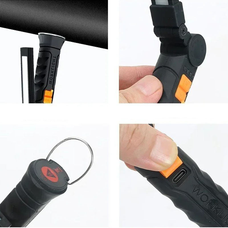 Акумуляторний ліхтар з магнітом, LED + COB, BL-G52, Чорний / Складаний ліхтар для кемпінгу / Ручний світлодіодний ліхтар