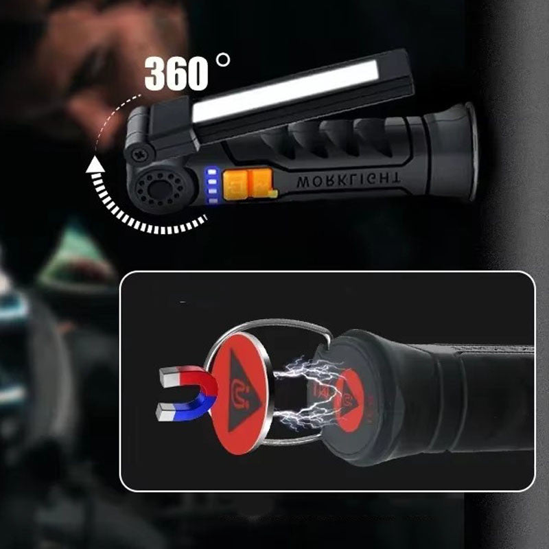 Акумуляторний ліхтар з магнітом, LED + COB, BL-G52, Чорний / Складаний ліхтар для кемпінгу / Ручний світлодіодний ліхтар